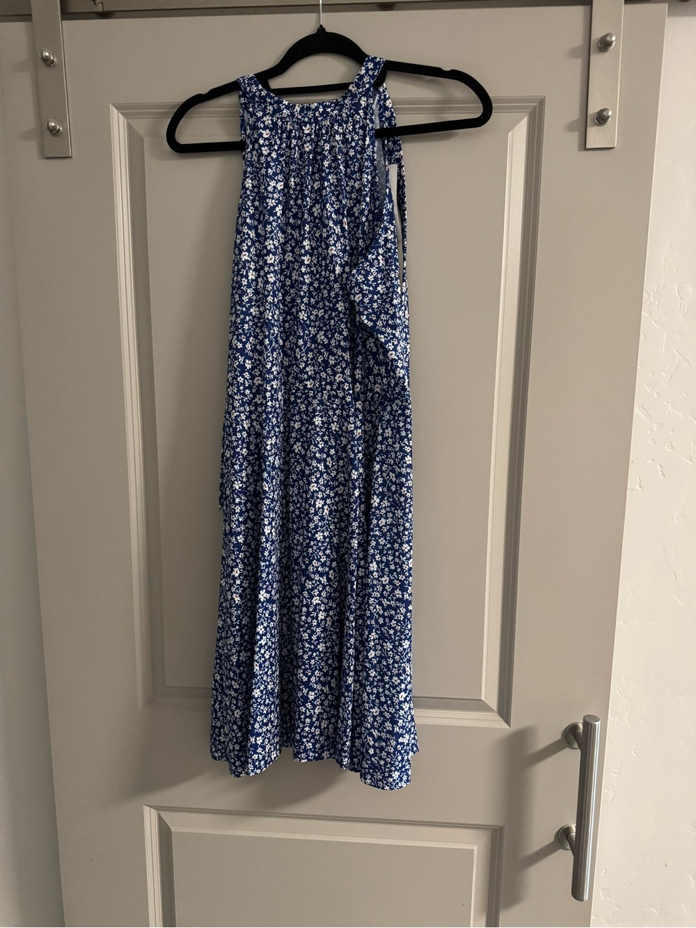 Blue Floral High-Neck Mini dress